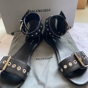 Auth NWT Balenciaga Ankle Strap Flat Sandal